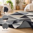 Color Block Area Rug 4', Modernism Black Beige Geometric Soft Mat Non ...