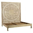 thumbnail image 2 of HomeRoots 527528 Solid Wood King Size Gray Carved Medallion Bed, 2 of 3
