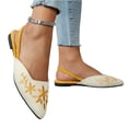 thumbnail image 3 of KEVCHE Chinese Style Embroidered Chunky Low Heel Shoes for Women, European American Slingback Sandals with Pointed Toe, Soft Sole Flats for Women, 3 of 5