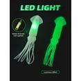 thumbnail image 2 of BLUEWING 12in Lighted Glow Squid Lure 1pc LED Saltwater Fishing Lure Soft Squids Baits with 9/0 Stainless Steel Hook and 300LB Mono Line Trolling Deep Drop Light, Green Squid - Green Light, 2 of 7