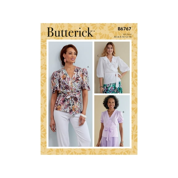 Butterick Sewing Pattern 6767 - Misses' Tops, Size: A5 (6-8-10-12-14)