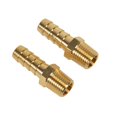 thumbnail image 1 of Paquete de 2 adaptadores de montaje de manguera de latón de 3/8" de púa x tubo macho NPT de 1/4", 1 of 5