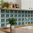 thumbnail image 4 of Mi Alma Peel and Stick Vintage Sorrento Lemon L21 Backsplash Vinyl Stick On Tiles, Blue Floral/Yellow, 7" x 7" (24-Pack), 4 of 9