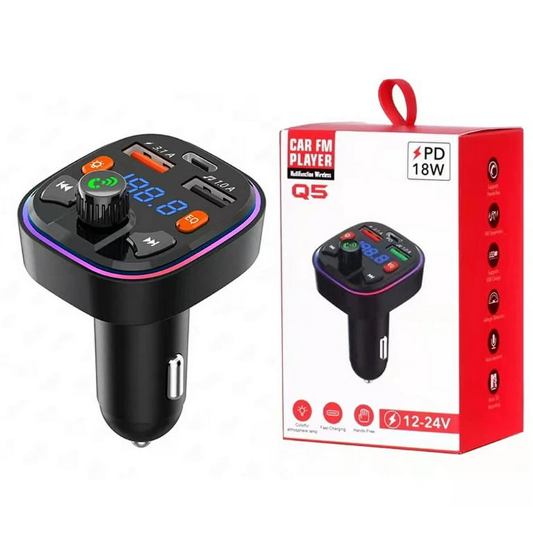 Car Bluetooth 5.0 FM Transmitter Dual USB PD Type C Fast Charge
