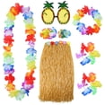 thumbnail image 1 of Conjunto de falda hawaiana Hula Grass Elcoho con gafas de sol y leis, 1 of 7