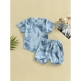 thumbnail image 4 of Baby Boys Summer Clothes Outfit 6 12 18 24 Months Toddle Tie-dye Print Short Sleeve Crew Neck T-shirt with Elastic Waist Shorts Set, 4 of 9