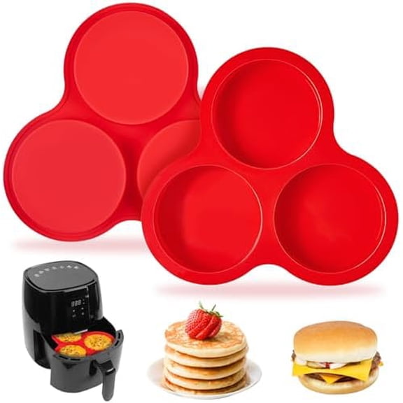 2 Pack Air Fryer Silicone Egg Molds, 4 Inch Jumbo Round Muffin Top Pans for Breakfast Sandwiches, Egg Bites, Hamburger Buns, Tart, Pancake