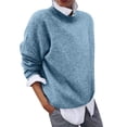 thumbnail image 5 of Yokua Women's Sweater 2 in 1 Shirt Loose Solid Color Long Sleeve Bottoming Comfortable Sweater Pullover, 5 of 9