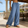 thumbnail image 6 of Jsaierl Women's Linen Wide Leg Palazzo Pants Summer Casual Drawstring Elastic Waist Loose Breathable Trousers, 6 of 13