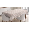 thumbnail image 1 of Abstract Tablecloth, Hand Drawn Sun with Mini Heart Motifs, Rectangle Satin Table Cover Accent for Dining Room and Kitchen, 52" X 70", Coconut Salmon, by Ambesonne, 1 of 2