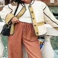 thumbnail image 2 of Button Up Winter Puffer Jacket for Women with Contrast Color Quilted Design, 2 of 6