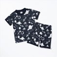 thumbnail image 2 of KPOPLK Summer Toddler Boy Clothes Set Baby Waffle Outfits Solid Short Sleeve Tops Shorts 2PCS with Pocket Size 6-7 Years,Navy, 2 of 9