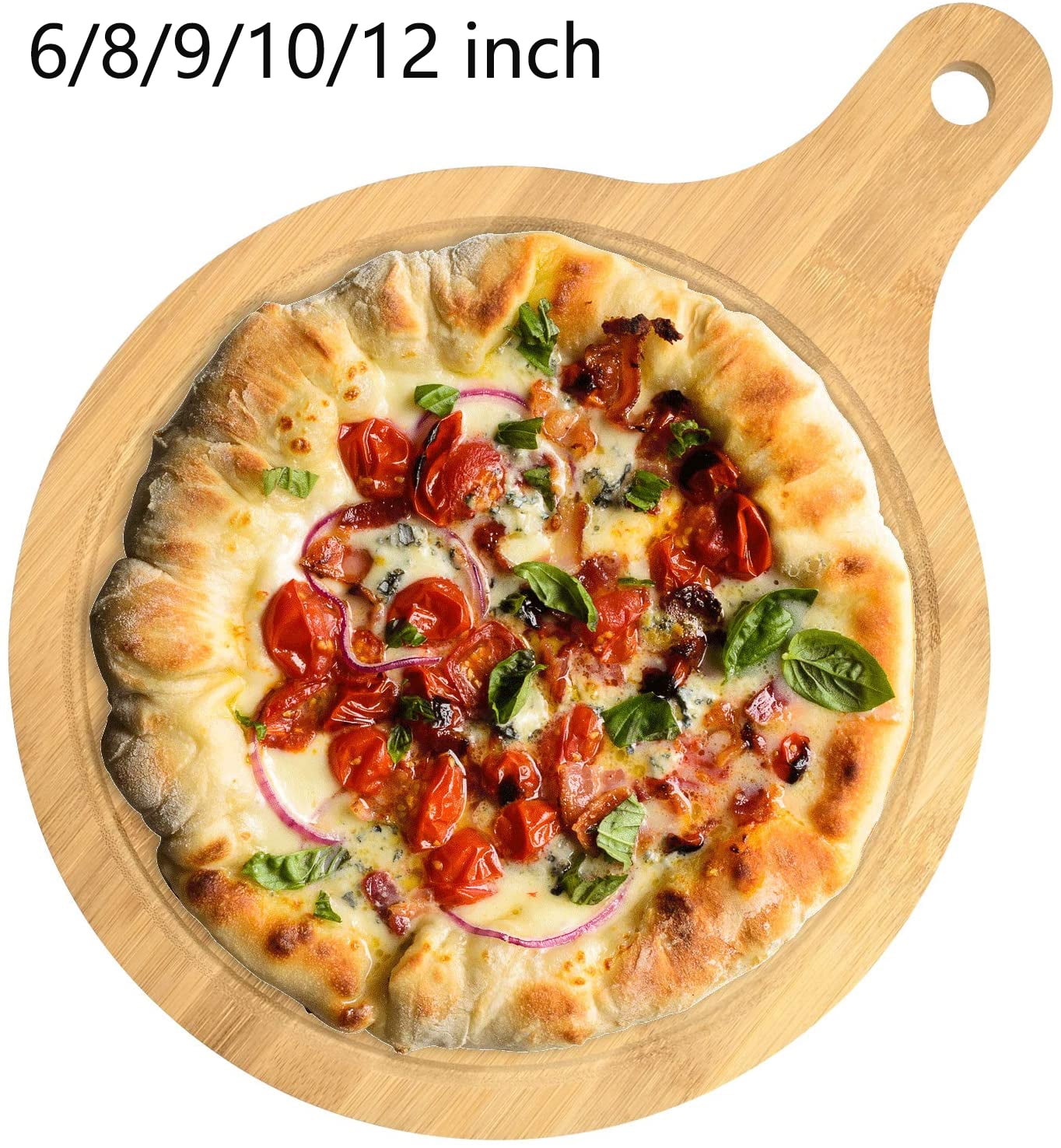6/8/9/10/12 in Bamboo Pizza Tray, Round Multifunctional Pizza Board