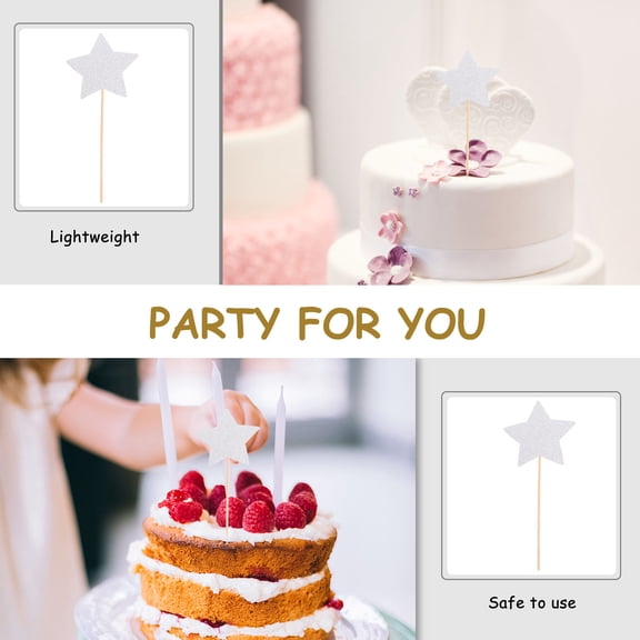YUYUETIME Plated Star Cupcake Picks and Cake Toppers Paper and Wood 70 Pieces