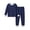 Navy, variant on TIREOW Kids Underwear 2 Piece Set Contrast Trim Long Sleeve Crewneck Top and Long Pants Boys and Girls Sleepwear Loungewear Set