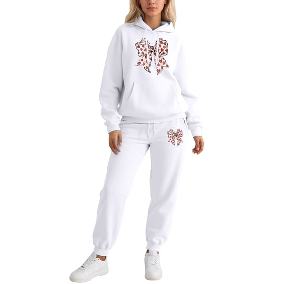 Valentine's Day Sweatsuits Women 2 Piece Outfit Jogger Set Y2K Cute Hoodie and Pants Tracksuit Set Trouser Suit Casual Leisure Suit Fitness Set Sports Suit Sportswear