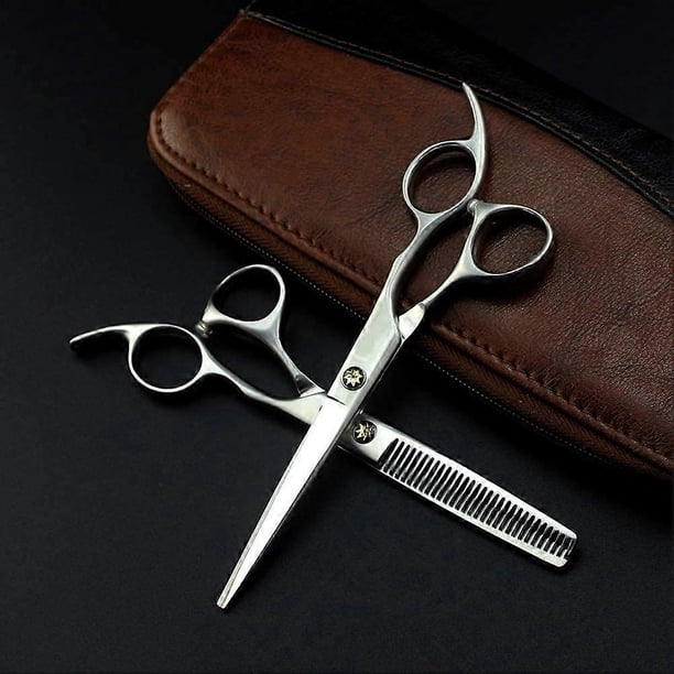 Juego de tijeras profesionales para cortar el cabello, tijeras de barbero de acero inoxidable de 15 cm con hojas de precisión y mango ergonómico.