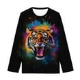 thumbnail image 5 of Baby Days YLSDY Fashion Long Sleeve Tops for Boys Novelty Digital Tiger Print T Shirts Crewneck Teen Girls Active Pullover Tees Black 3 Years, 5 of 6