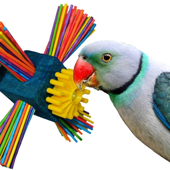 Super Bird Creations SB963 Twirl N' Whirl Bird Toy - Handcrafted Wooden Bird Stuff with Lollipop Sticks & Spinning Block - Relieves Boredom Peeling & Chewing for Parrots, Medium Sized Birds - 6.5"x4"