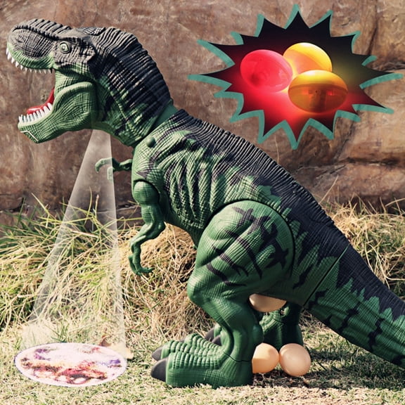Green Green Walking Dinosaur Robot Toy With Roaring Sound Led Lights And Laying Eggs For Kids