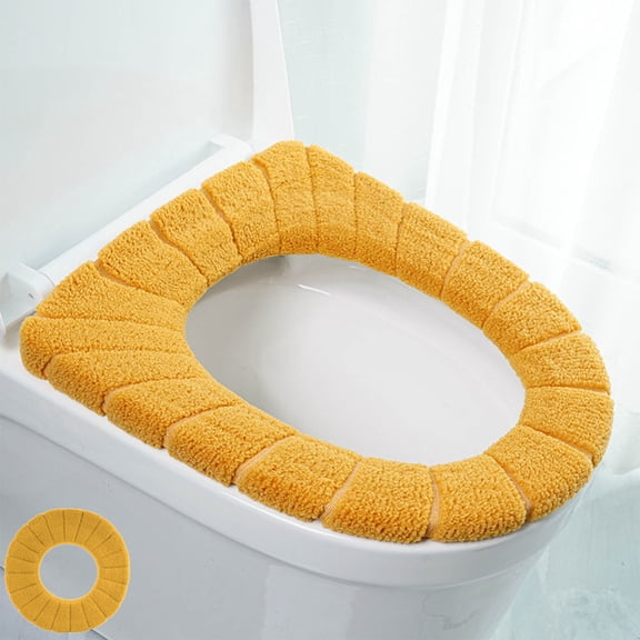 5PC Toilet Seat Cover, 11.8Inch Winter Warm Toilet Seat Cover, Soft Durable Toilet Seat Pad, Comfortable Reusable Cushion Cover, Colorful Washable Fiber Cloth Toilet Seat Cushion