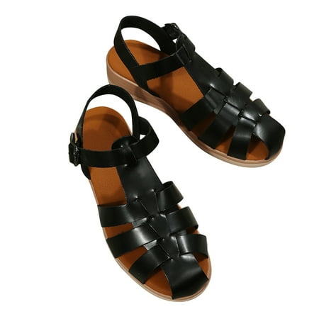 

Honeeladyy Clearance under 5$ Thick Bottom Pig Cage Shoes Soft Bottom Woven Hollow Beach Shoes Women s Shoes