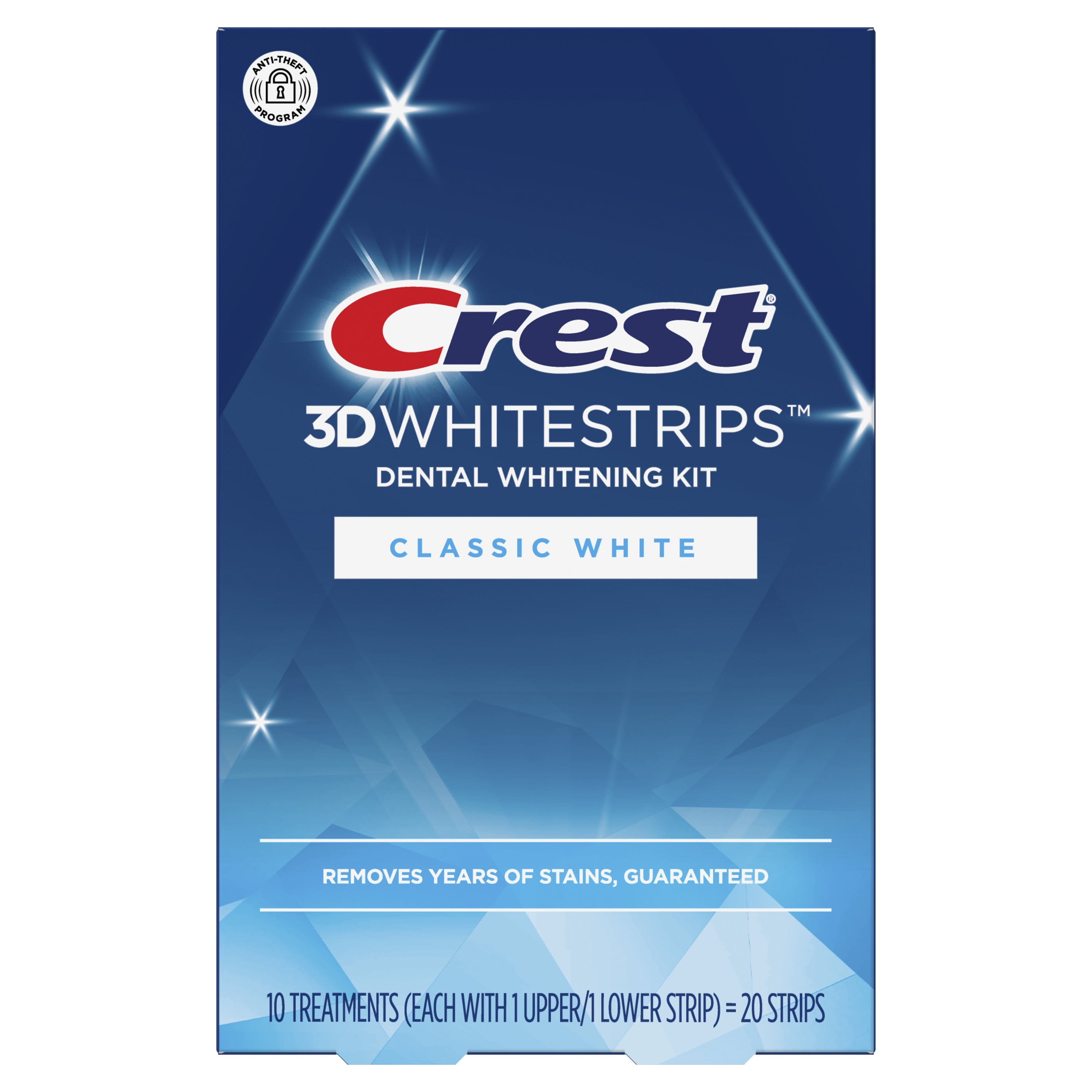 Crest 3D Whitestrips Classic White At-home Teeth Whitening Kit, 10 Treatments