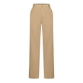 thumbnail image 6 of FRSASU Wide Leg Pants Women's High Elastic Waisted in the Back Business Work Trousers Long Straight Suit Pants Khaki, 6 of 7