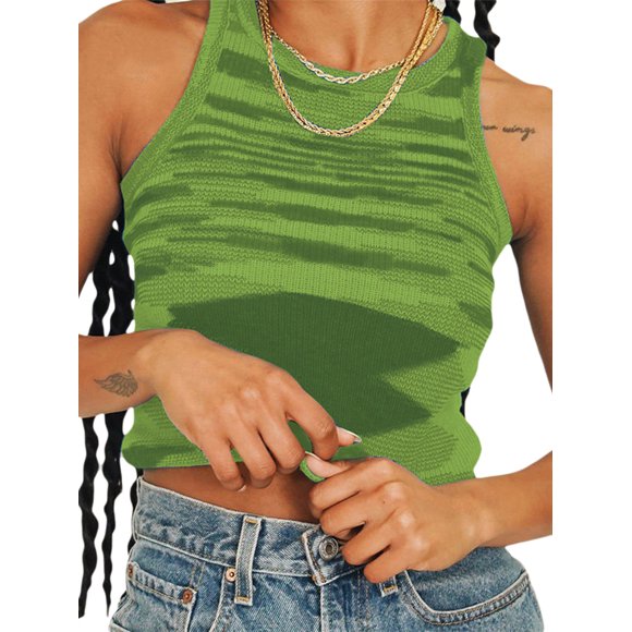 Sunloudy - Chaleco para mujer, sexy, sin mangas, cuello redondo, tops delgados para fiestas, citas, compras, vacaciones, viajes Sunloudy S M L XL