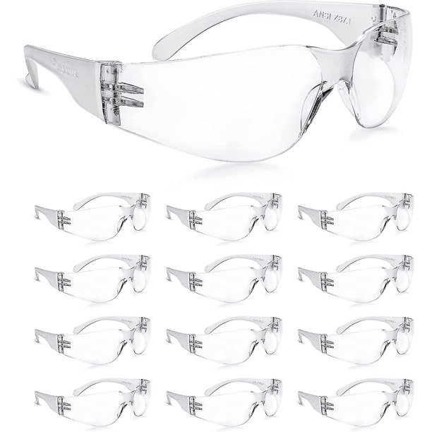 Gafas de seguridad transparentes a granel de 24, gafas protectoras para hombres y mujeres, protección ocular resistente a arañazos e impactos para trabajo, laboratorio, construcción