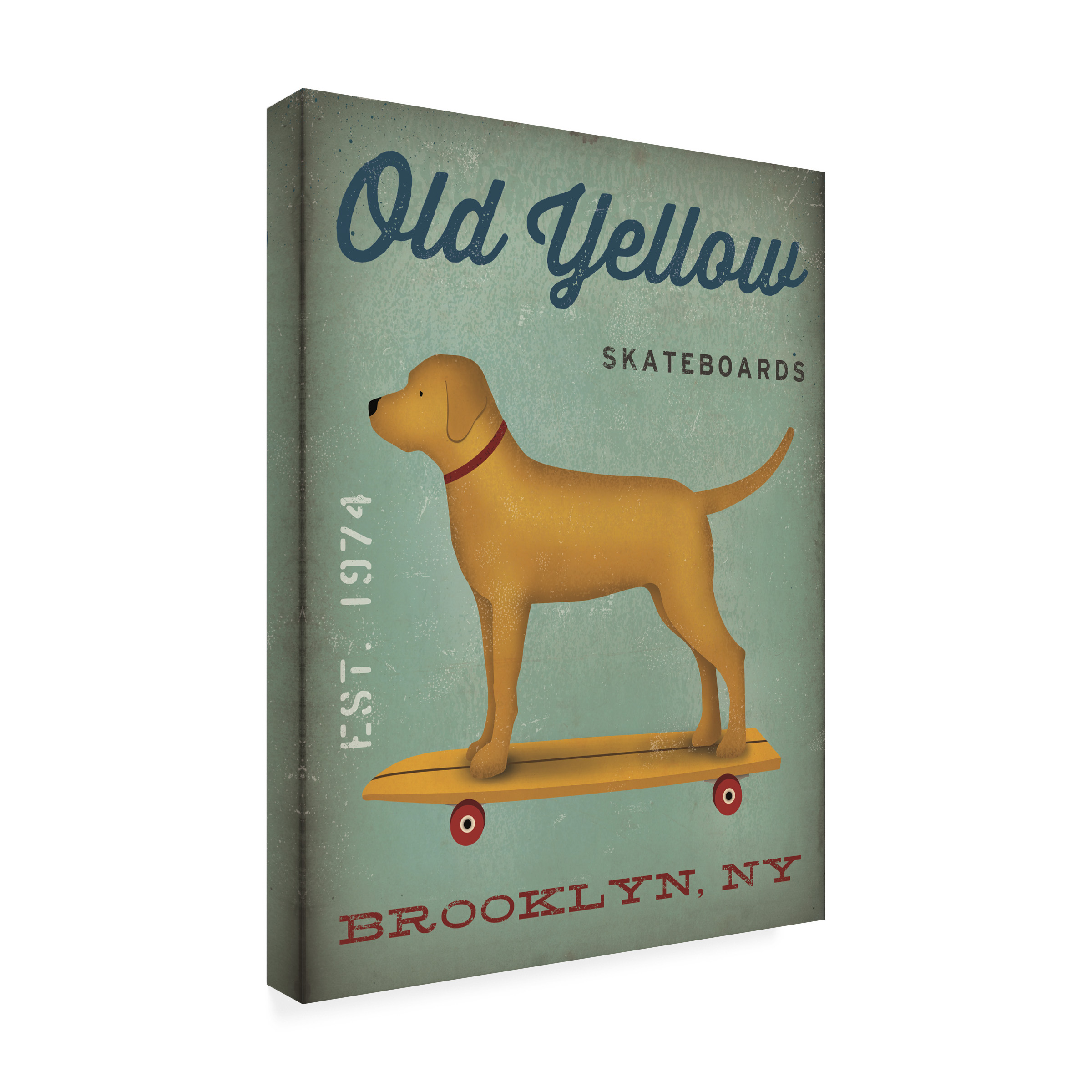Trademark Fine Art 'Golden Dog on Skateboard' Canvas Art by Ryan Fowler