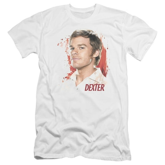 Dexter Blood Splatter Premium Adult Slim Fit 30/1 T-Shirt White