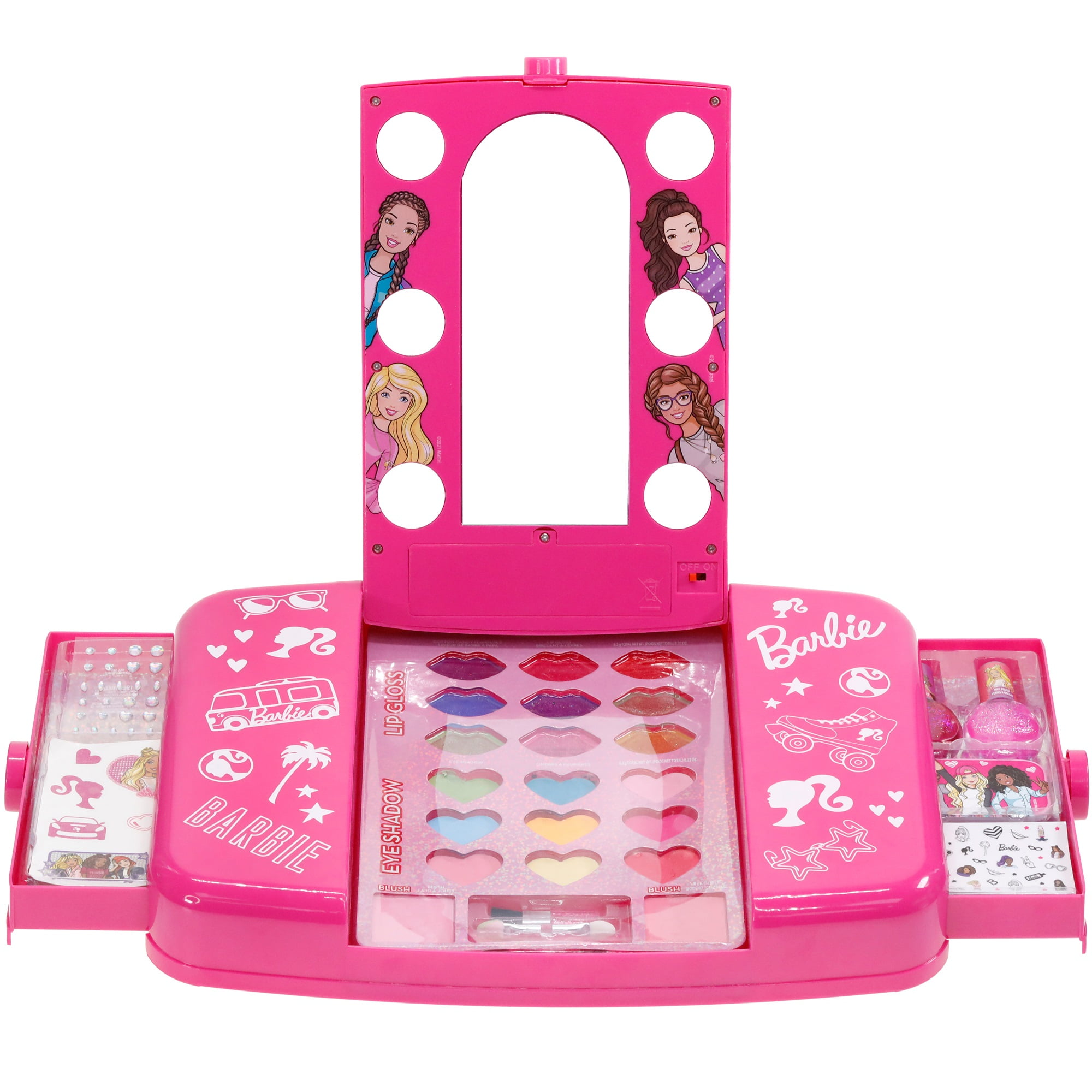Barbie - Townley Girl Cosmetic Light-up Vanity Makeup Set, Pretend Play Toy and Gift for Girls, Ages 3+