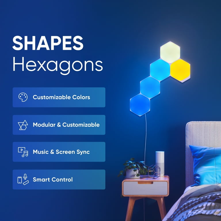 Nanoleaf Shapes Hexagons Smarter Kit (5 Panels) – Modular Wall