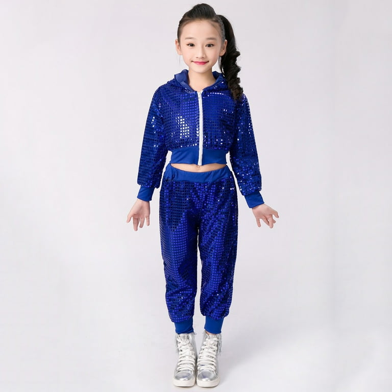 LUOGENLI Little Girl Outfits Size 7 8 Summer 4th of July Toddler Kids Boy Girl Clothes Sequin Glitter Party Carnival Gown Top Pants Outfits Set Back