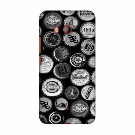 Screen Monochrome - HTC U11 Case, Premium Handcrafted Designer Hard Shell Snap On Case Printed Back Cover with Screen Cleaning Kit for HTC U11, Slim, Protective - Beer Caps Monochrome