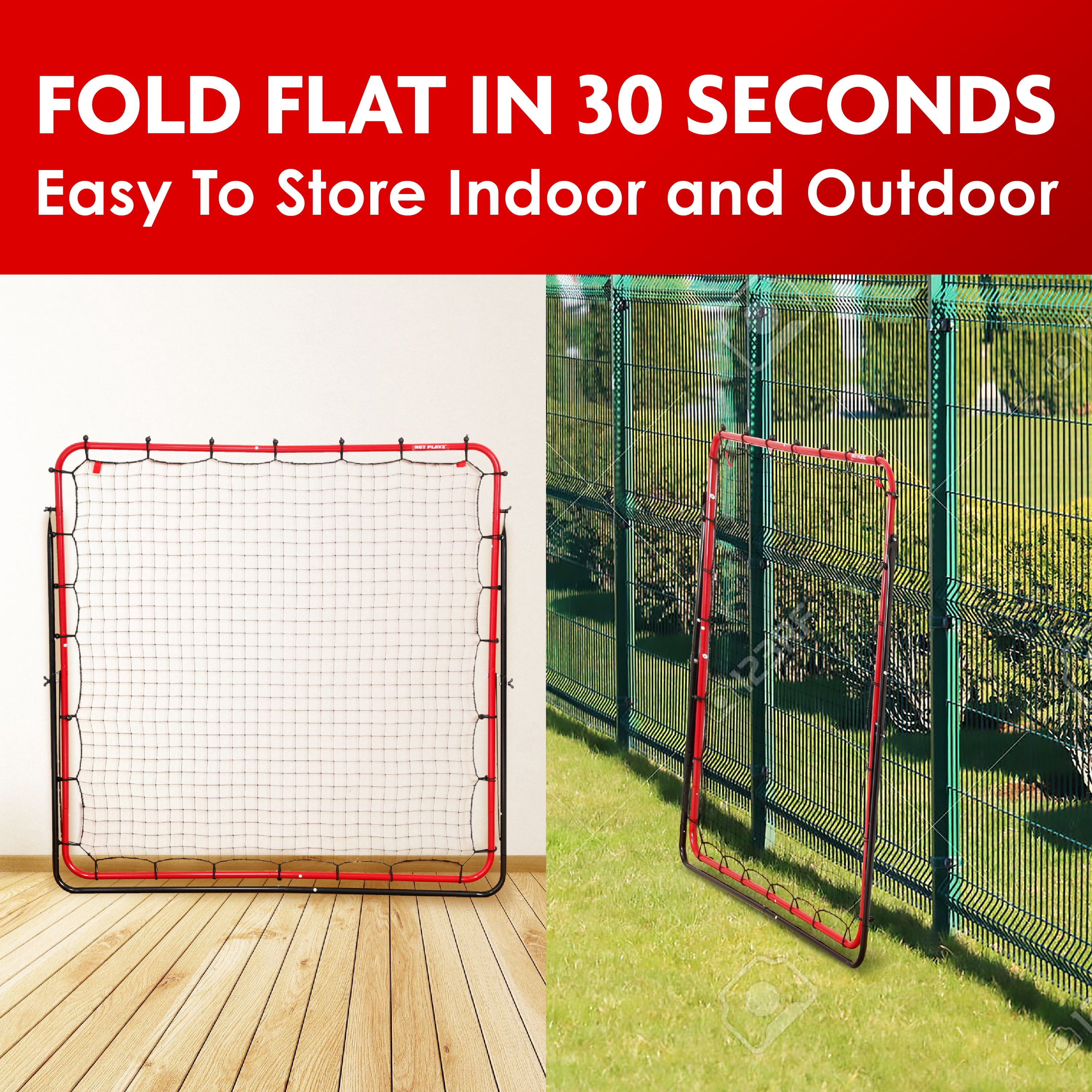 Net Playz Soccer Rebounder Training Net, 5x5ft Kick-Back Practice Set with Carry Bag
