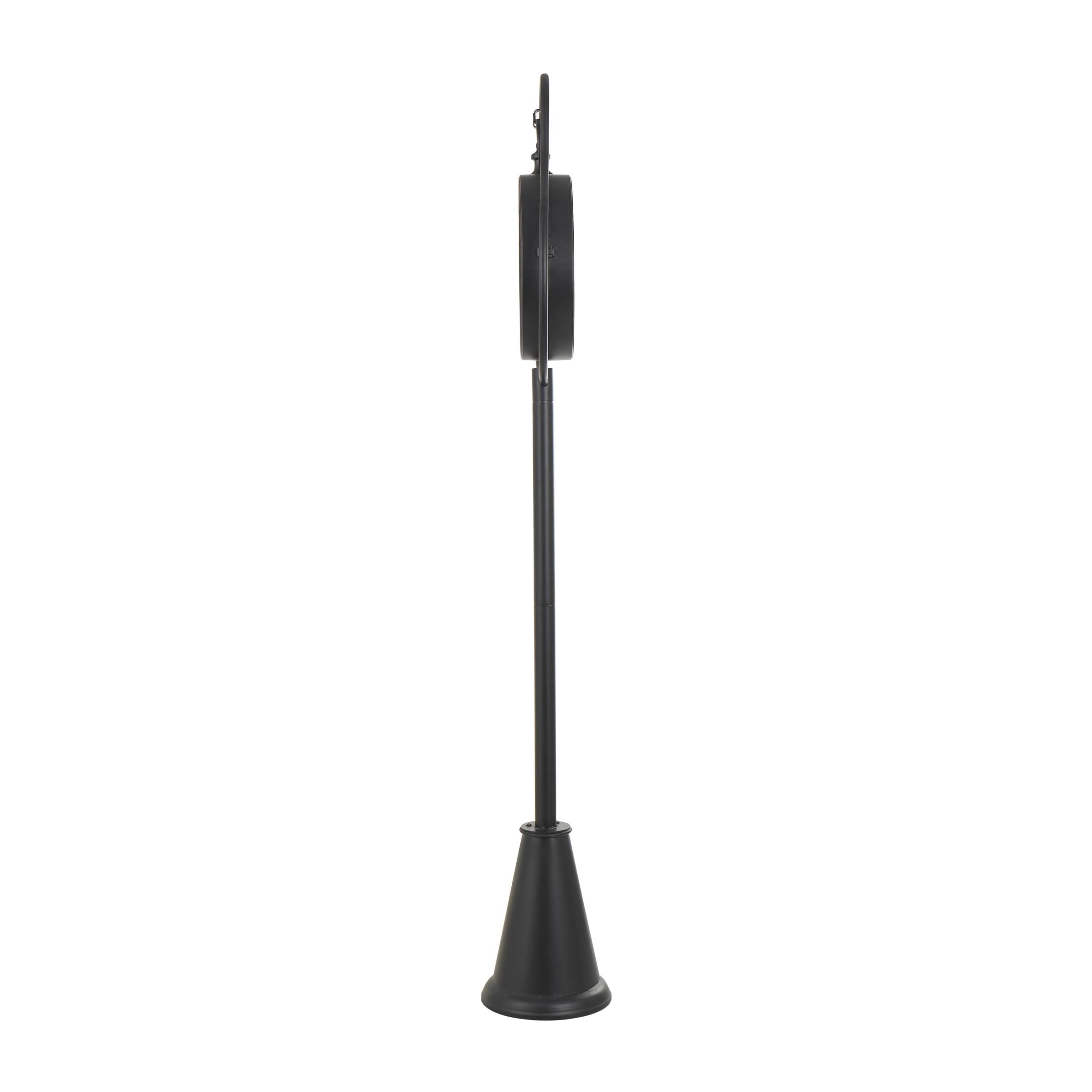 DecMode 81" Black Metal Double Sided Clock with Cone Shaped Base