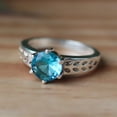 thumbnail image 2 of LD DESIGNS - London Topaz Ring Sterling Silver Leaf Band Boho Chic Blue Gemstone Jewelry Gift for Her, 2 of 8