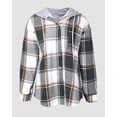 thumbnail image 6 of ChicMe Jackets for Women Plaid Print Hooded Long Sleeve Shacket Fleece Lined Lightweight Casual Jacket Gray-XL, 6 of 9