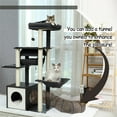 thumbnail image 6 of Pefilos 51.4" 6 Levels Cat Tree Wooden Cat Tower Cozy Cat Condo, Spacious Perch, Hammock and Swing Tunnel for Indoor Cats, Gray, 6 of 8