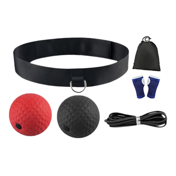 Juego de diadema con pelota de reflejo de boxeo, equipo de boxeo MMA, pelota de boxeo con cuerda Rojo y negro