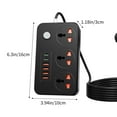 thumbnail image 3 of USB Charger Block Multiple Ports US Standard 2500W Power Strip Household Extension Board Socket With Control Buttons 3 Socket 4 USB Ports 2 Type-C Ports Plug Board, 3 of 6