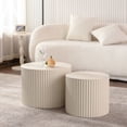 thumbnail image 2 of Drum Side Table End Table Set | Ideal for Primary Living Areas | MDF with Wave Stripe Design | No Assembly Needed & Space-Saving, 2 of 4