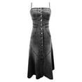 thumbnail image 3 of New Ladies Vintage Denim Washed Distressed Suspenders Slim Buckle Large Swing Long Skirt Hijab Scarfs for Women New Hijab Dresses for Girls Turkish Women Dress Hijab Cap for Women Two Piece Dress Long, 3 of 3