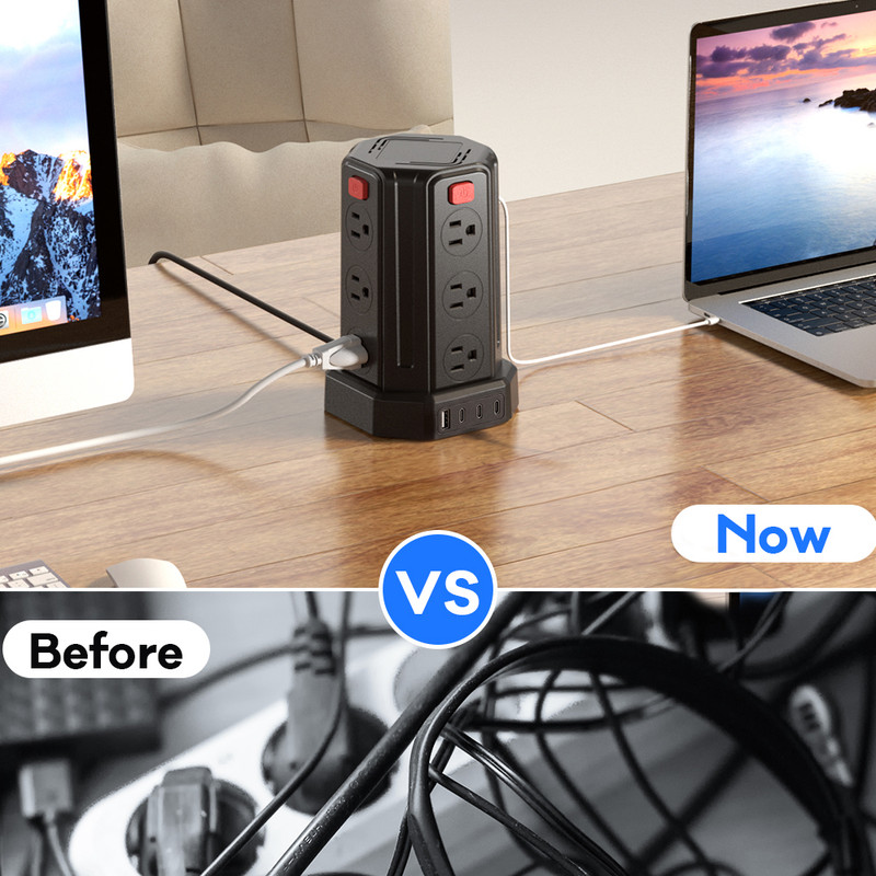 SMALLRT Power Strip Tower with 12 Outlets and 4 USB Ports photo 5