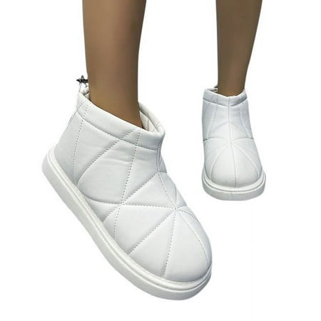 

Boots for Women Combat Boots Womens Bread-Style Warm Shoes Snow Boots for Women Classic Water Resistant Anti-Slip Warm Winter Booties Slip On Memory Foam Comfort Short Ankle Boots
