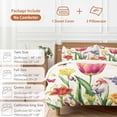 thumbnail image 6 of 3 Piece Spring Floral Duvet Cover Set Queen Size,Microfiber Comforter/Quilt Cover with Corner Ties and 2 Pillowcases,Rustic Tulip Butterfly Botanical Summer All Season Bedding with Zipper Closure, 6 of 8