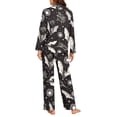 thumbnail image 4 of Garronmavis Halloween Pajamas for Womens 2 Piece Long Sleeve Button Down Sleepwear Soft Comft Loungewear V-Neck Pjs Set Funny Homewear, Black Bat Spider Web, 4 of 7
