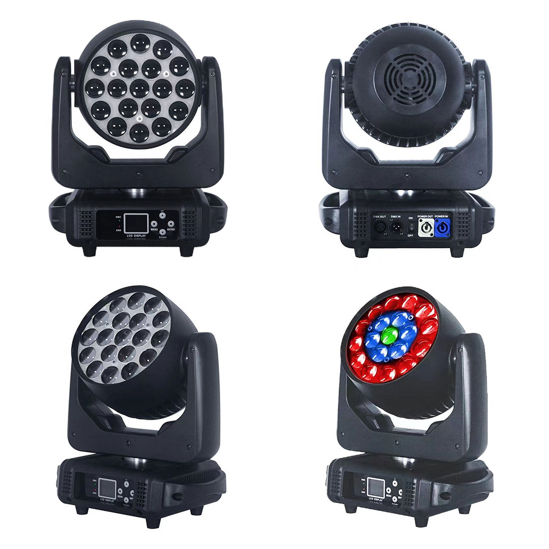 19x15W LED Wash Zoom Beam Moving Head Light RGBW DMX 512 for Professional Stage Disco Party Bar KTV Bar Stage Effect Lighting
